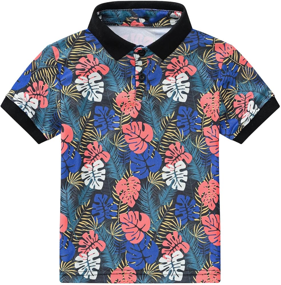 Short Pack Toddler Boys Short Sleeve Summer Casual Cartoon Prints Gentleman Tops Hawaii Beach Holiday Floral Shirts T Shirt