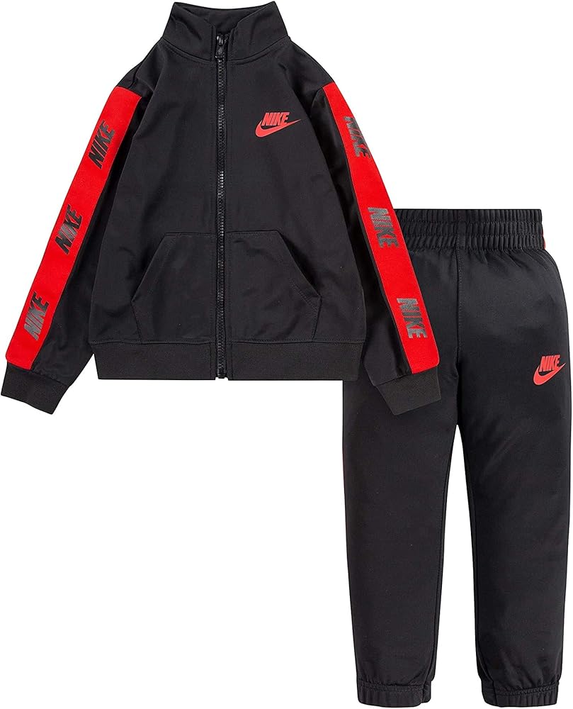 Nike Baby Boy's Logo Taping Jacket and Pants Two-Piece Track Set (Toddler) Black 3 Toddler