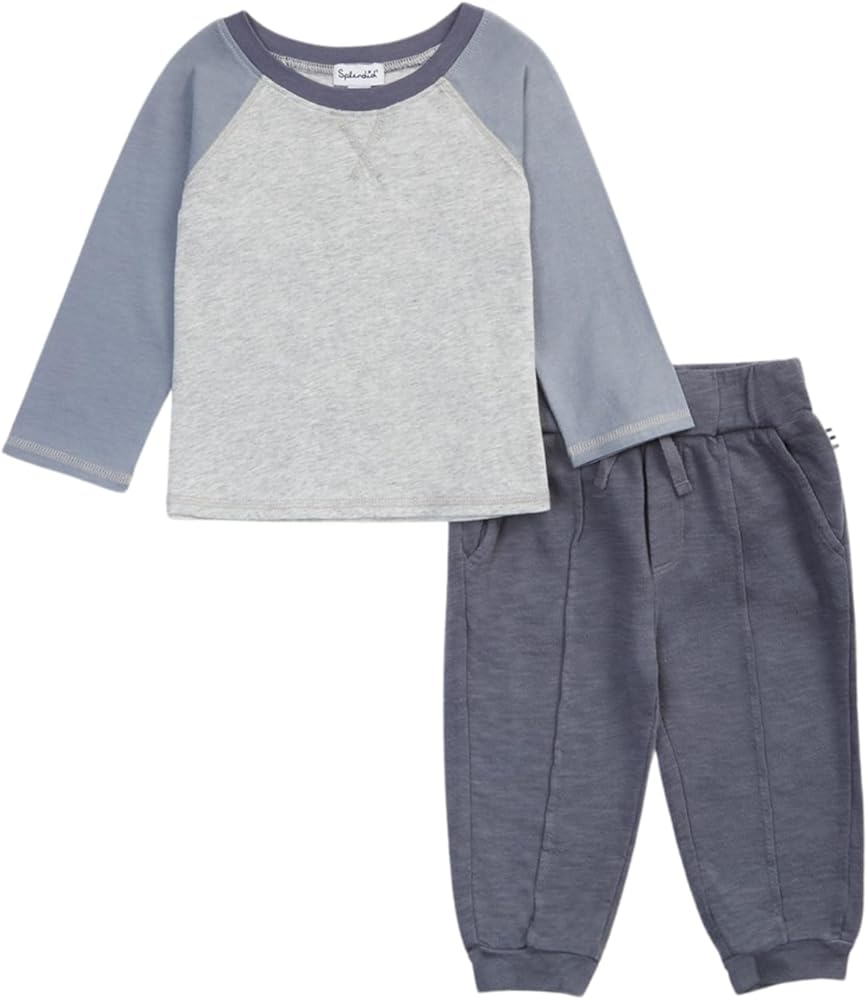 Boys Two Tone Raglan Long Sleeve SetBaby Boys Pant Set