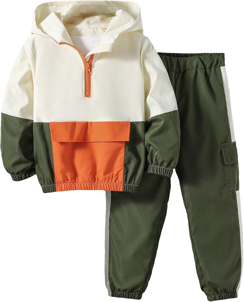 COZYEASE Boy's Half Zip Pullover Hoodie Sweatshirt and Pants Sweat Set with Pockets 2 Piece Outfits Tracksuit