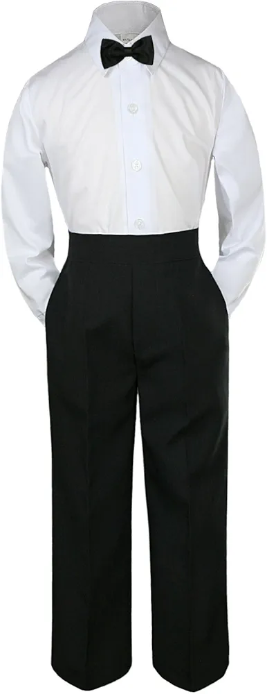 3pc Formal Baby Toddler Teens Boys Black Bow Tie Pants Sets Suits S-14 (14)