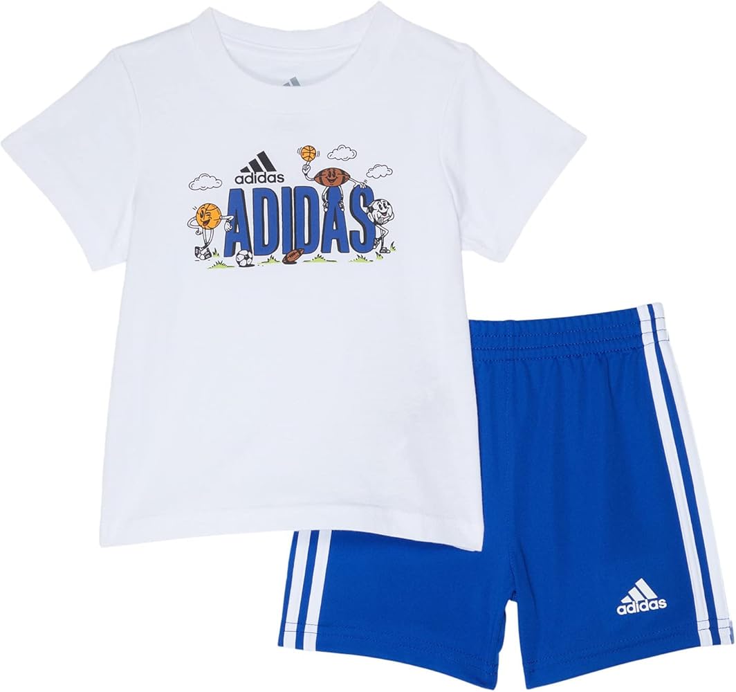 adidas boys Short Sleeve Cotton Graphic Tee & Shorts SetShorts Set