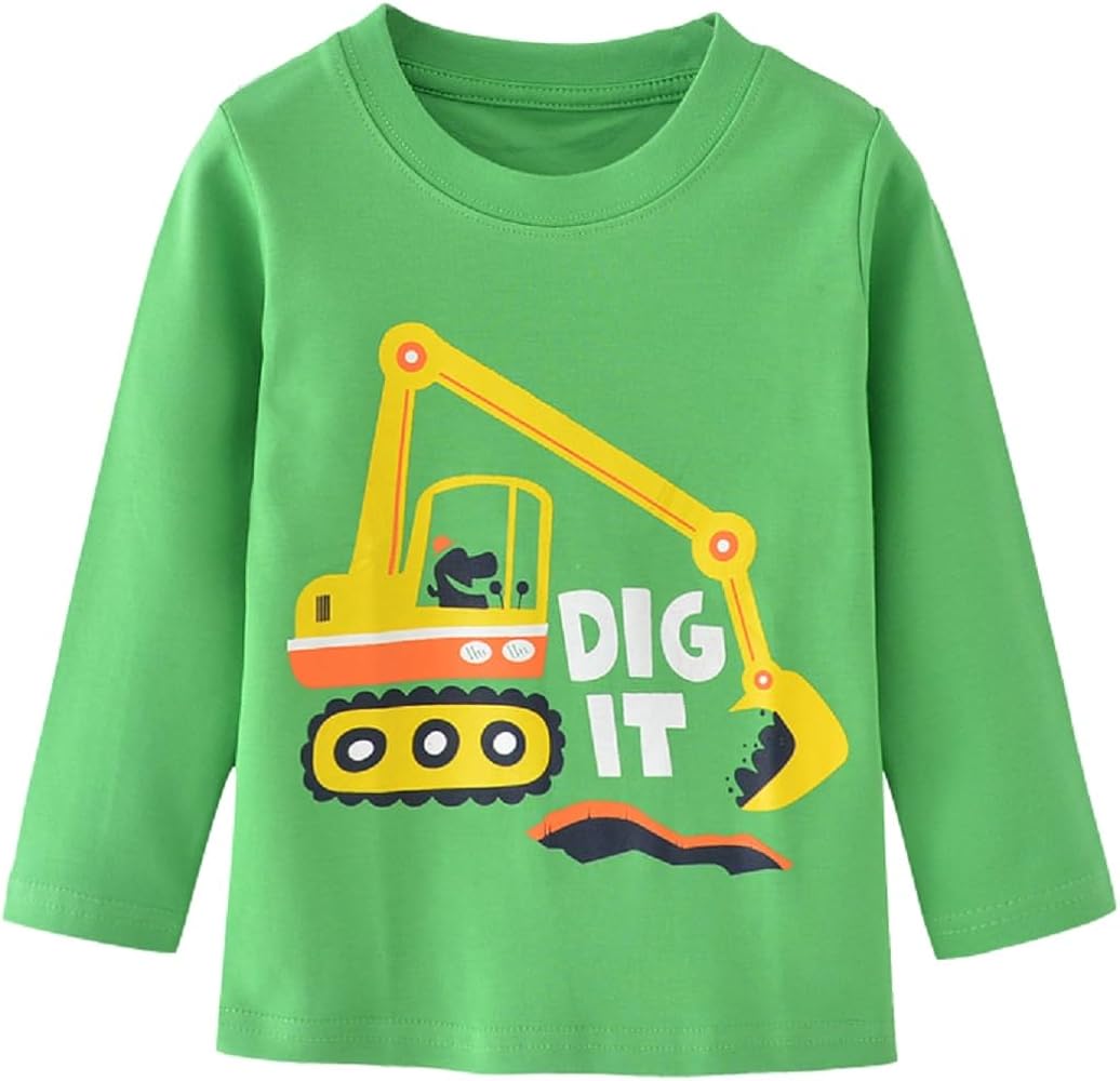 Truck Shirts Little Boys Kids Long Sleeve T-Shirts Green