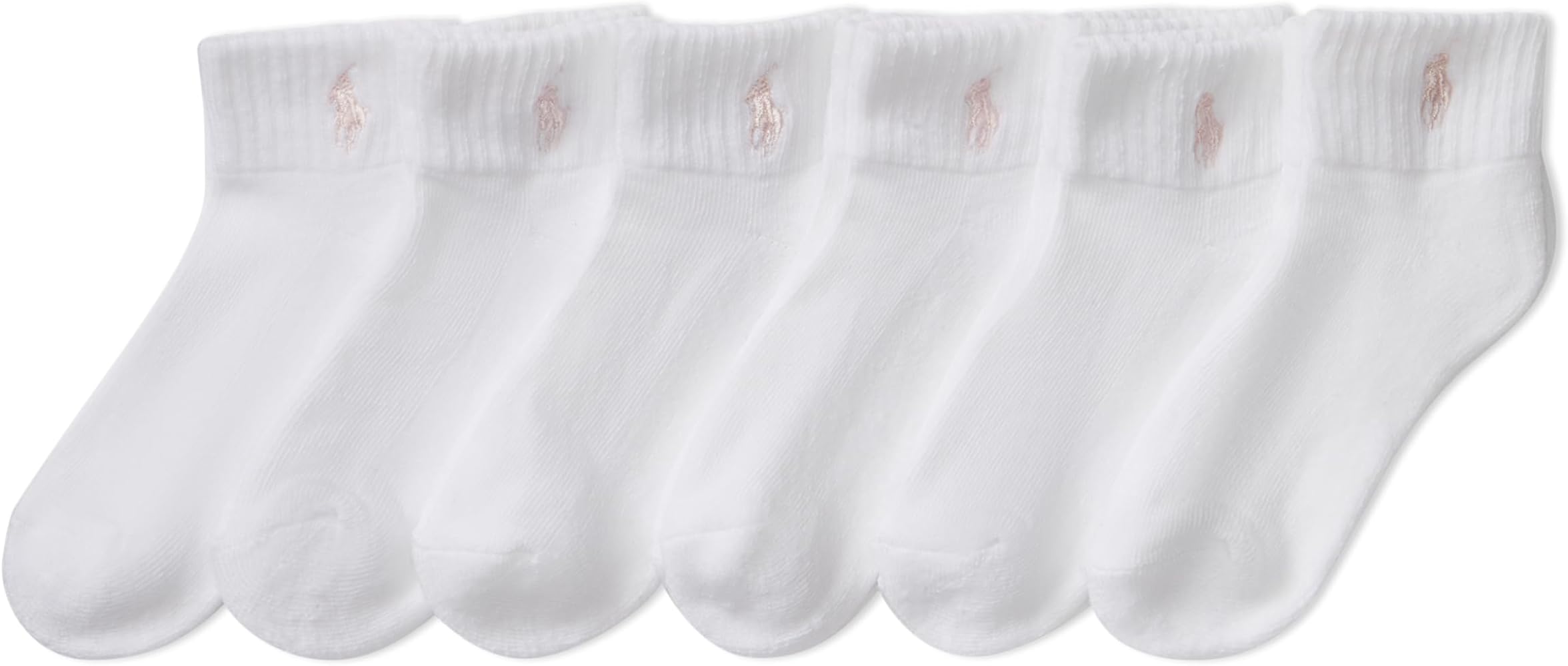 Polo Ralph Lauren Girls' Classic Sport Ankle Socks-6 Pair Pack-Soft Stretchy Yarn & Stay Up Top