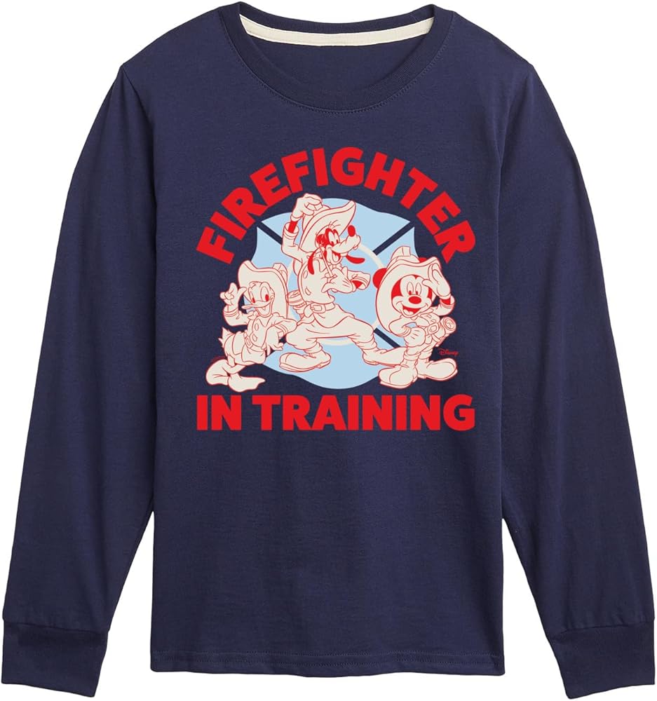 Disney - Firefighter Mickey & Friends - in Training - Toddler & Youth Long Sleeve Graphic T-Shirt