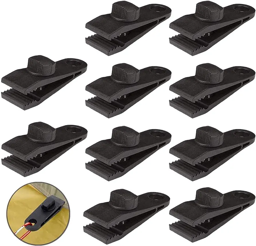 HengLiSam Tarp Clips, Heavy Duty Lock Grip, Clamps Withstand 60mph Strong Wind Fit for Awnings, Outdoor Camping, Caravan Canopies, Car Covers, Swimming Pool Covers (10 pcs)