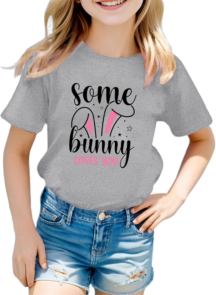 Easter Bunny Shirt for Toddler Boys Girls Bunny Short Sleeve T-Shirt Tops Summer Casual Outfit