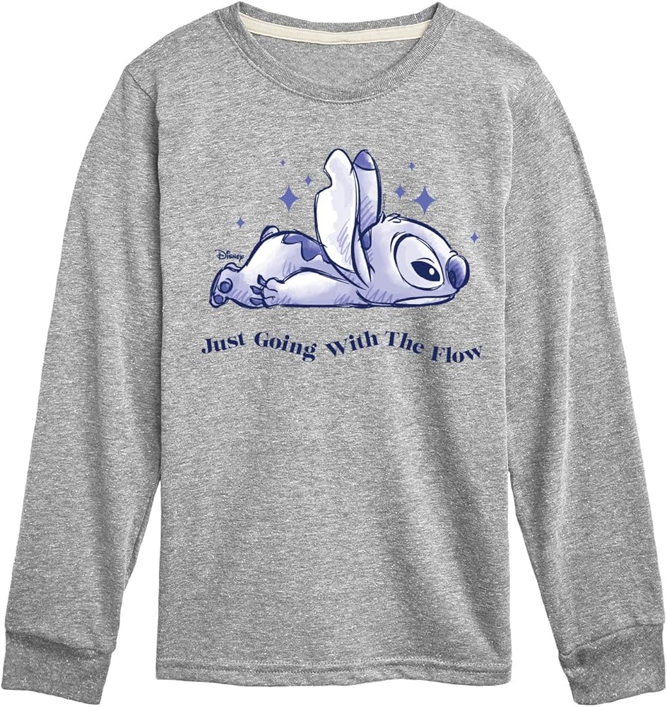 Disney - Lilo & Stitch - Go with The Flow - Toddler & Youth Long Sleeve Graphic T-Shirt