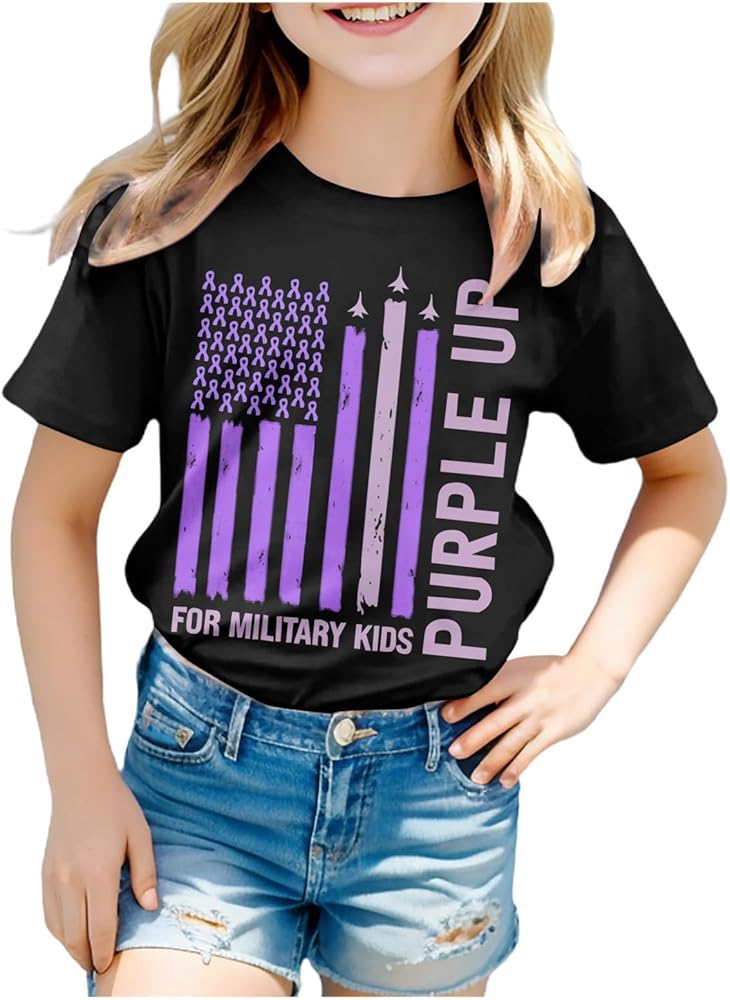 American Flag T Shirt for Boys Girls Trendy Short Sleeve Letter Print Tees 4th of July Crew Neck Shirts Unisex Patriotic Tops