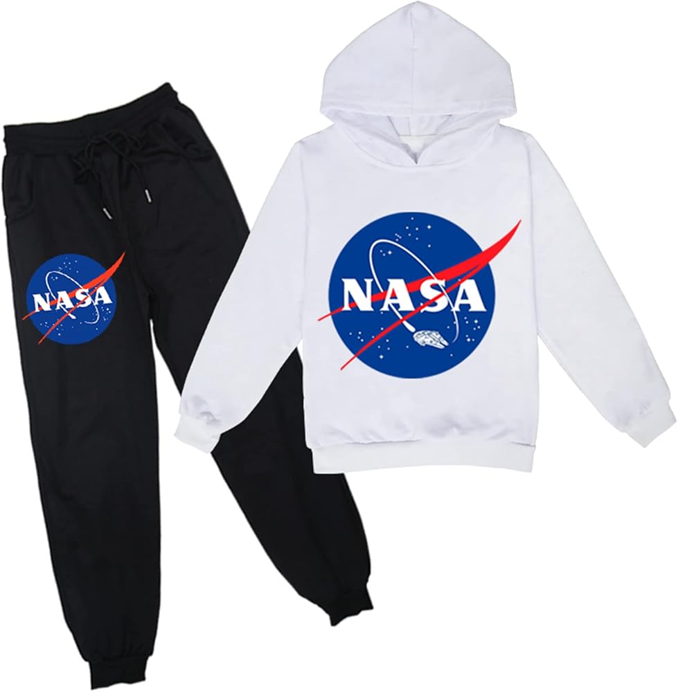 NASA Cotton Sweatsuit Set for Kid Boys Casual Hooded Sweatshirt and Jogger Pants Pullover Hoodie