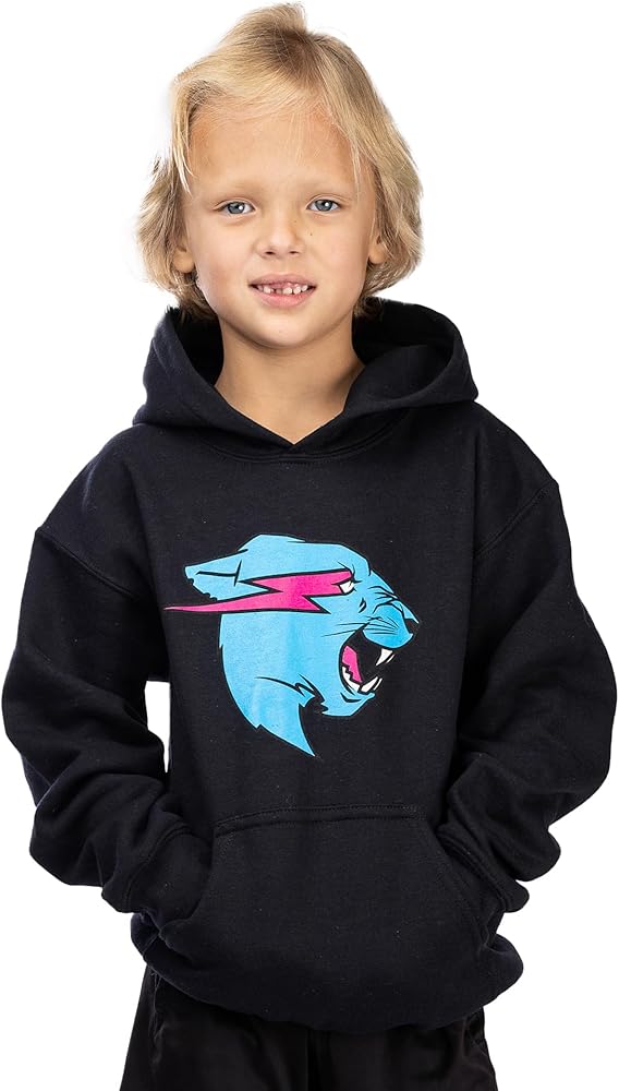 MrBeast Kids Hoodie, Brushed Kids Fleece, Mr Beast Logo Design Kids Sweatshirt for Boys and Girls, Gifts for Kids