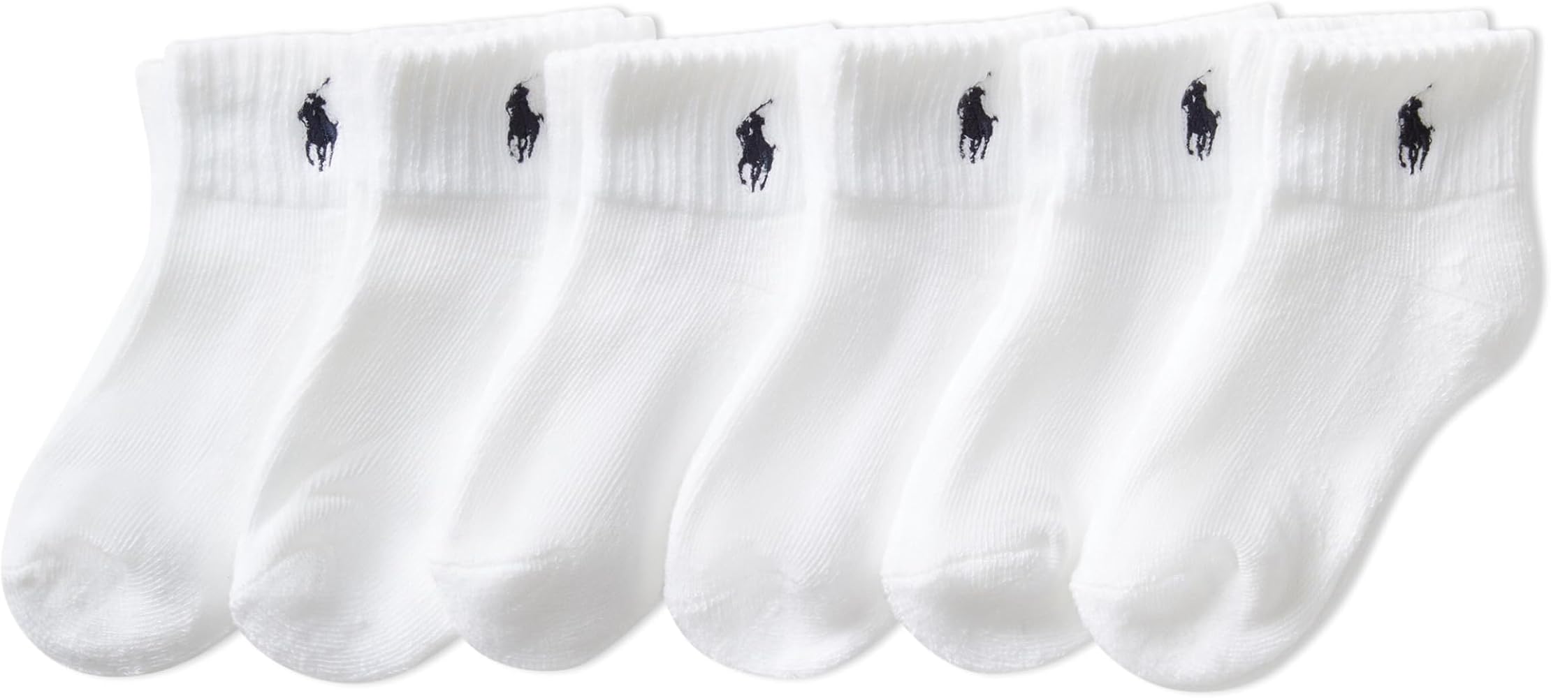 Polo Ralph Lauren Boys' Classic Sport Ankle Socks-6 Pair Pack-Soft Stretchy Yarn & Stay Up Top