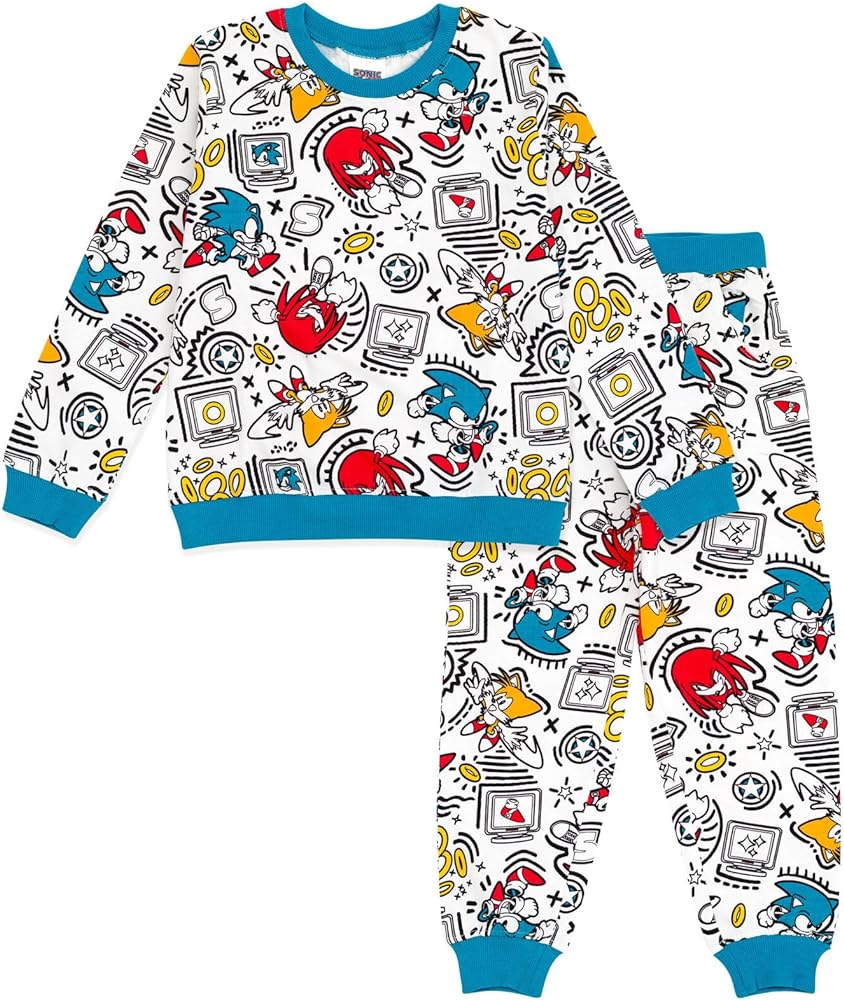 SEGA Sonic the Hedgehog Tails Knuckles French Terry Sweatshirt and Jogger Pants Set Little Kid to Big Kid