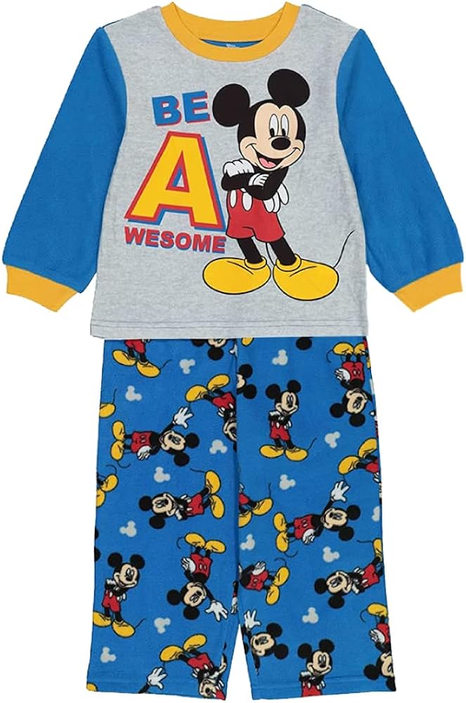 Disney Boys' 2-Piece Loose-fit Pajama Set, Soft & Cute for Kids