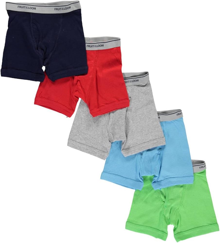 Fruit of the Loom Toddler Boys' 5 Pack Assorted Print & Solid Boxer Briefs