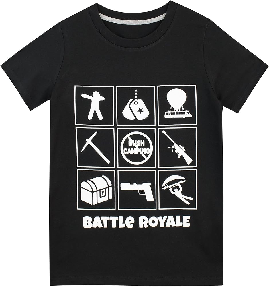 Battle Royale Boys' Gaming T-Shirt Size 10 Black