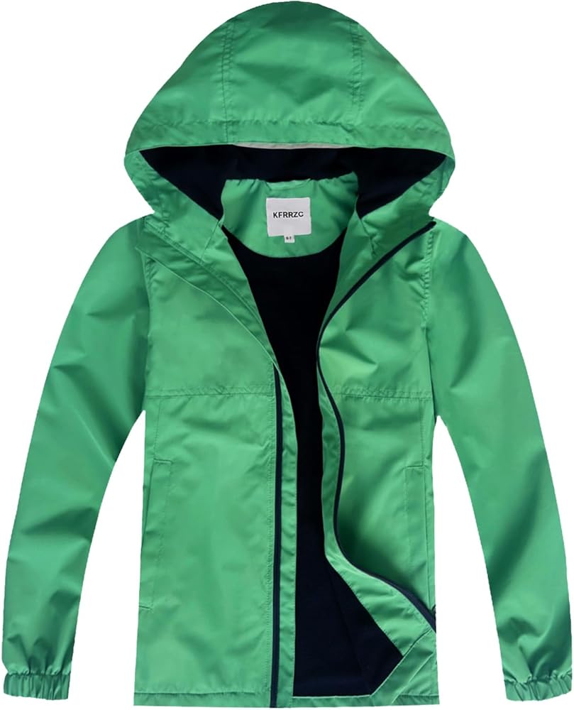 Boys Rain Jackets Waterproof Hooded fleece Raincoats Lightweight Windbreakers for Kids