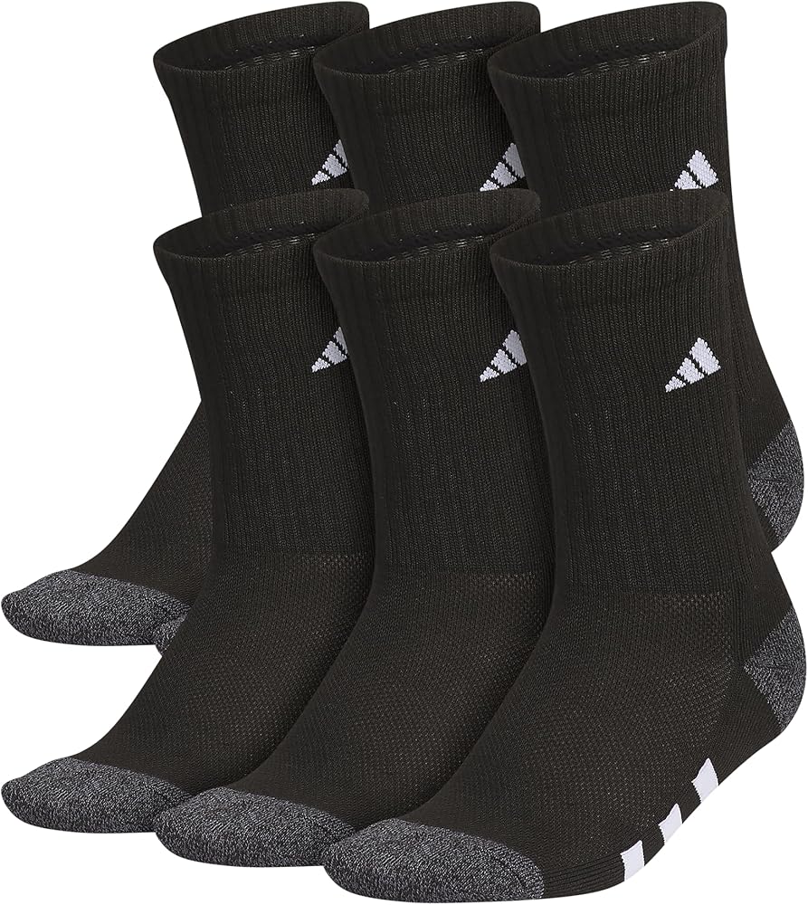 adidas Boys Athletic Cushioned Crew Socks (6-Pair) for Kids, Boys and Girls - durable, breathable fabric ready for Sport