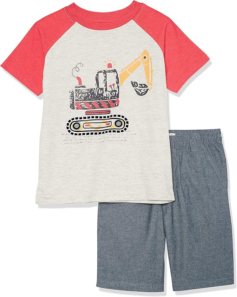 Kids Headquarters boys 2 Pieces Shorts Set, White Heather, 6 US