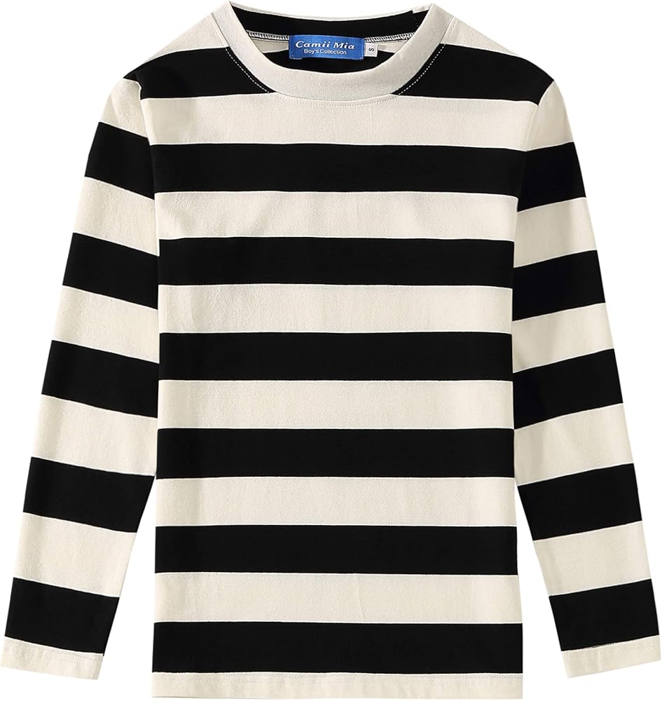 SSLR Big Boys Tshirts Crew Neck Casual Tee Long Sleeve Stripe T Shirts for Kids