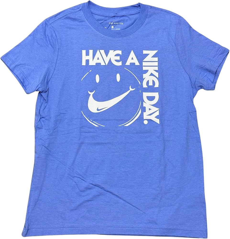 Nike Kids Smiley Logo T-Shirt (US, Alpha, Small, Regular, Polar Blue)