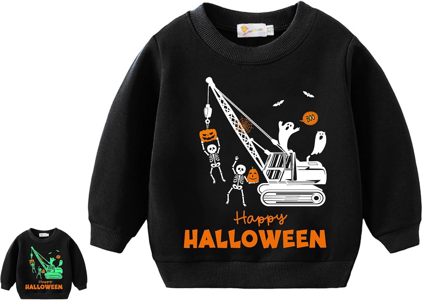 Kids Halloween Sweatshirts Pumpkin Skeleton Pullover Boys Monster Truck Trick or Treat Toddler Tops Halloween Outfits 2T