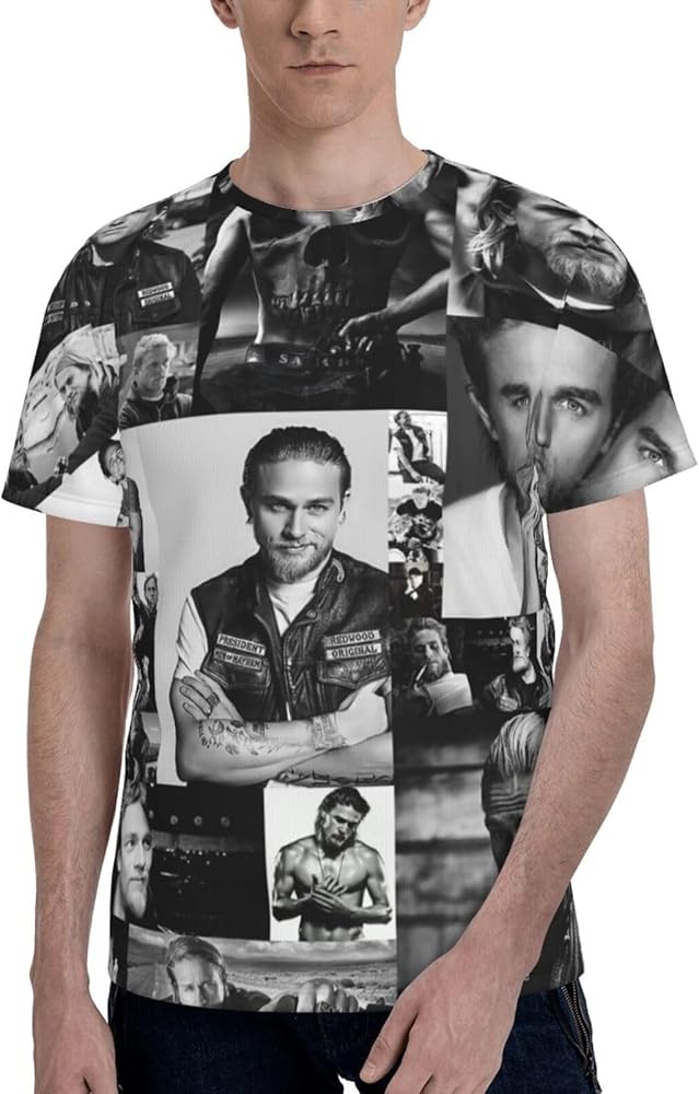 Charlie Hunnam T Shirt Men's Summer Fashion Casual Round Neck Short Sleeve Cotton Tee Top