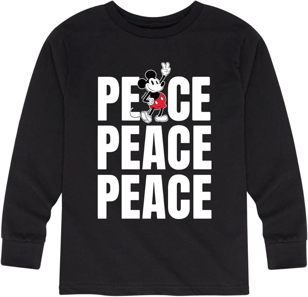 Disney Mickey & Friends - Mickey Peace - Toddler and Youth Long Sleeve Graphic T-Shirt