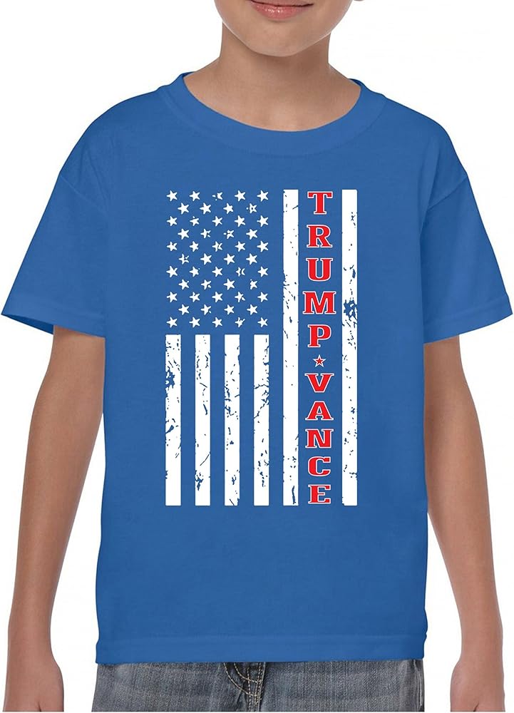 Trump JD Vance 2024 American Flag Youth T-shirt VP Take America Back Patriotic Vice President Vote Red MAGA Kids