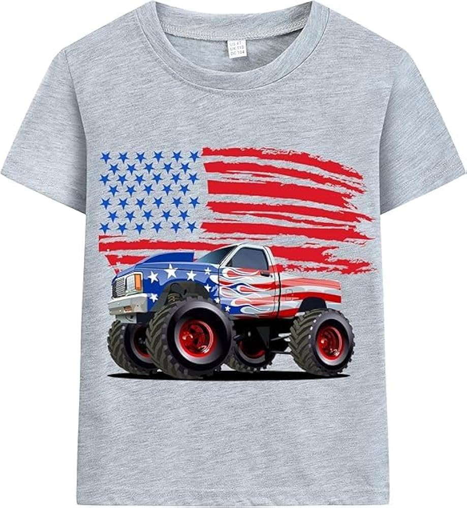 Boys Fourth of July Shirt American Flag T-Shirt Kids Patriotic Independence Day Memorial Day Top T-Shirt Ages 3-10