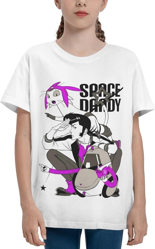 Anime Space Dandy Shirt Boys Girls Round Neck Short Sleeve Cotton Tees