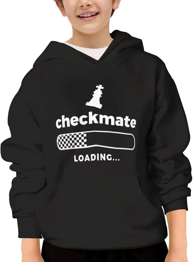 Unisex Youth Hooded Sweatshirt Chess Checkmate Cute Kids Hoodies Pullover for Teens