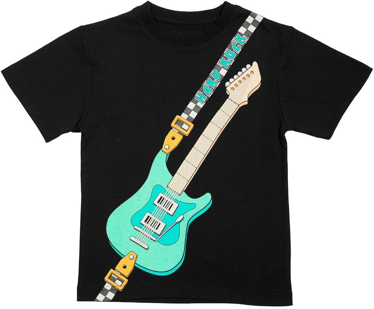 Hard Rock Youth Kids Unisex Guitar Shoulder Strap Design T-Shirt Tee Black