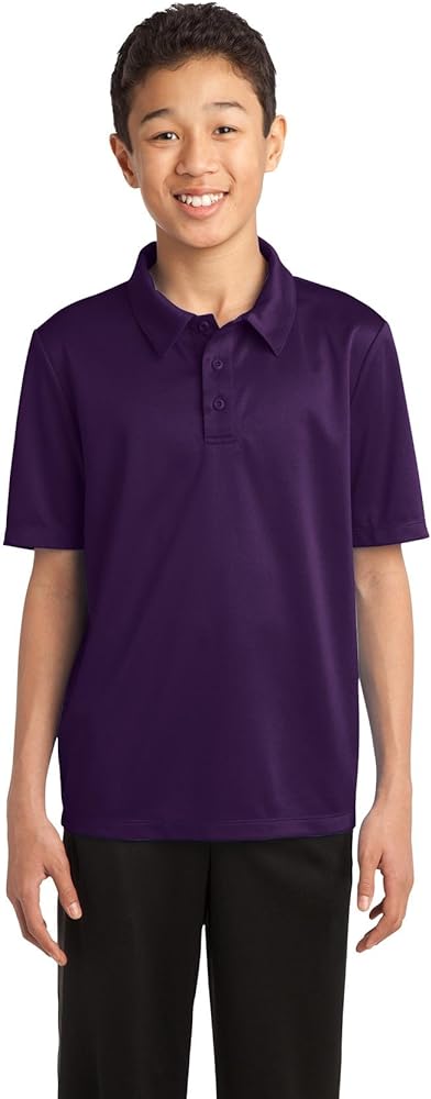 Port AuthorityáYouth Silk Touch Performance Polo, Bright Purple, M