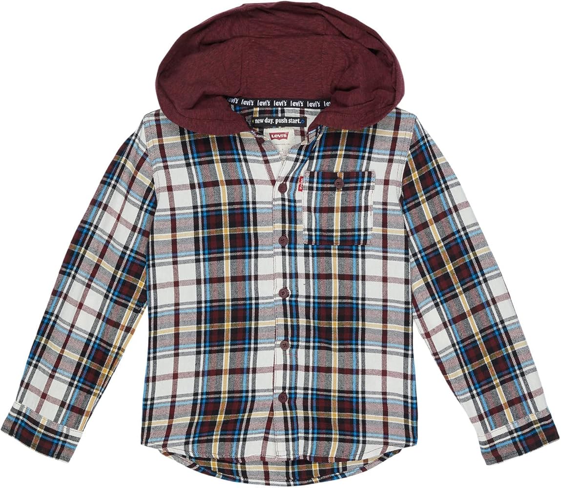 Levi's® Boy's Hooded Button-Up Flannel Shirt (Little Kids)