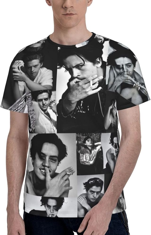 Cole Sprouse T Shirt Men's Summer Comfortable Fit Soft Short Sleeve O-Neck Basic Tee Tops