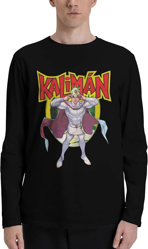 Anime Kaliman T Shirt Boy's Summer Round Neck Shirts Casual Long Sleeve Tee Black