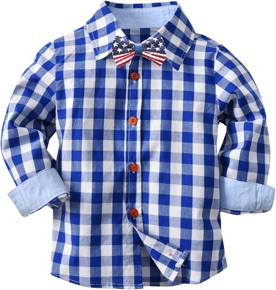 Toddler Boys Long Sleeve Winter Autumn Bow Tie Shirt Tops Coat Outwear for Baby Clothes Plaid Youth