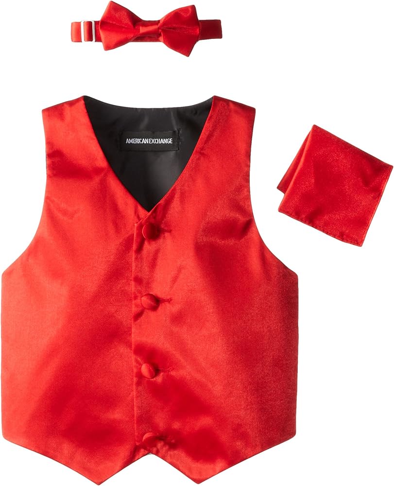 American Exchange Boys' Satin 4 Piece Vest Set