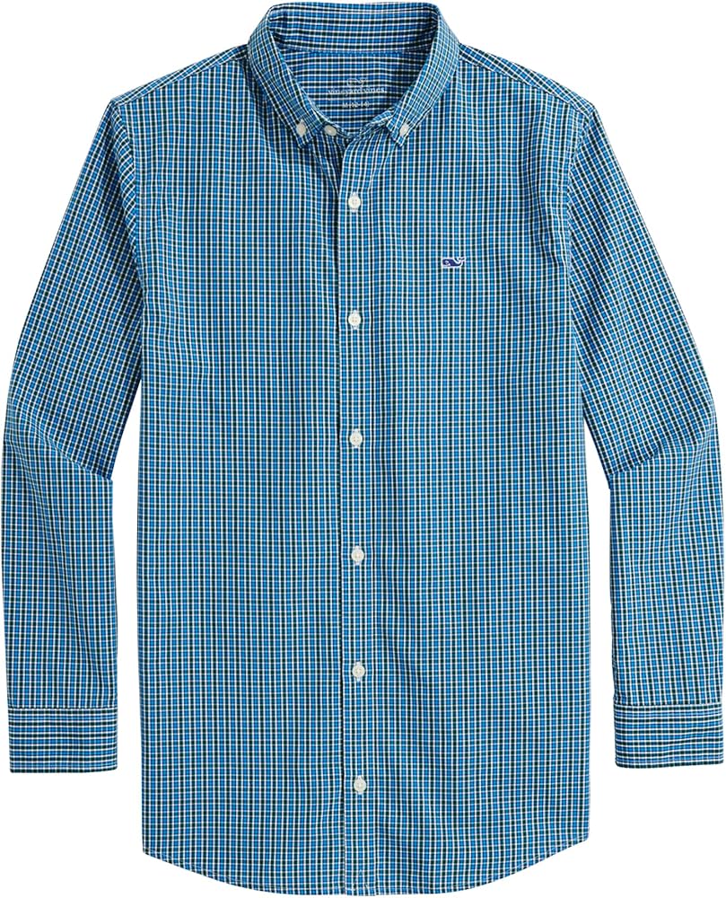 vineyard vines Boys' Small Check Stretch Poplin Shirt