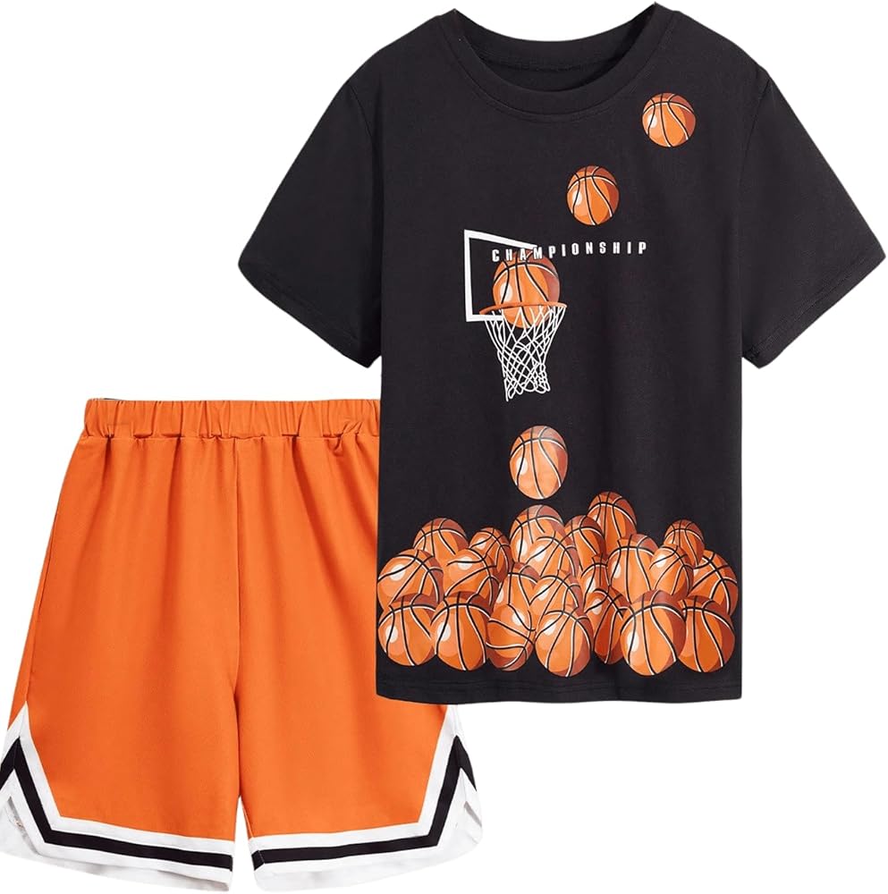 SOLY HUX Boy's 2 Piece Outfits Letter Graphic Short Sleeve Tee and Shorts Summer Clothing Sets