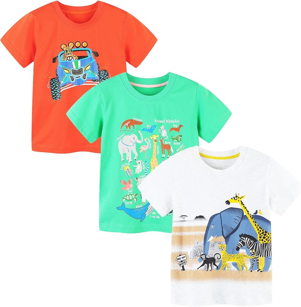 Toddler Boy's 3 Pack Short Sleeve Tshirt 2-7 Years