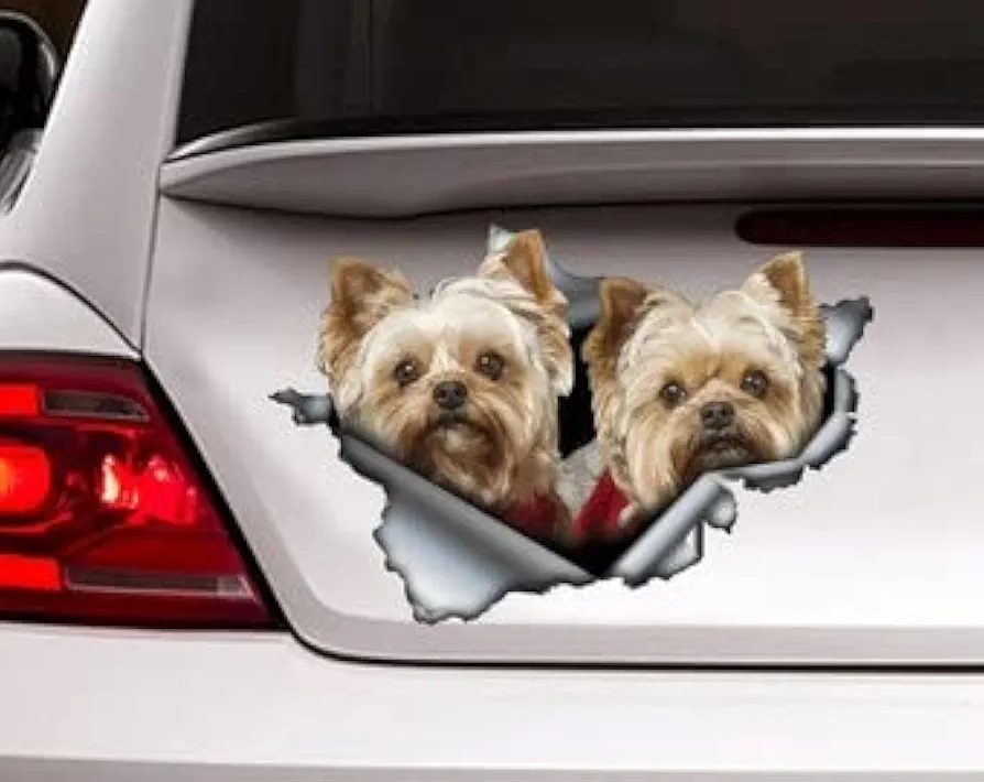 Yorkies Pair Sticker, Yorkies car Decal, pet Decal, Dog Sticker, Dog Decal, Dog Vinyl Sticker, Dog Decal for Car Window, Pet Decals, Dog Mom Gift.