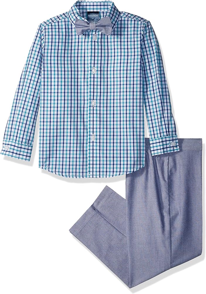 Nautica Boys' 3-Piece Dresswear Set with Dress Shirt, Pants, and Bow Tie