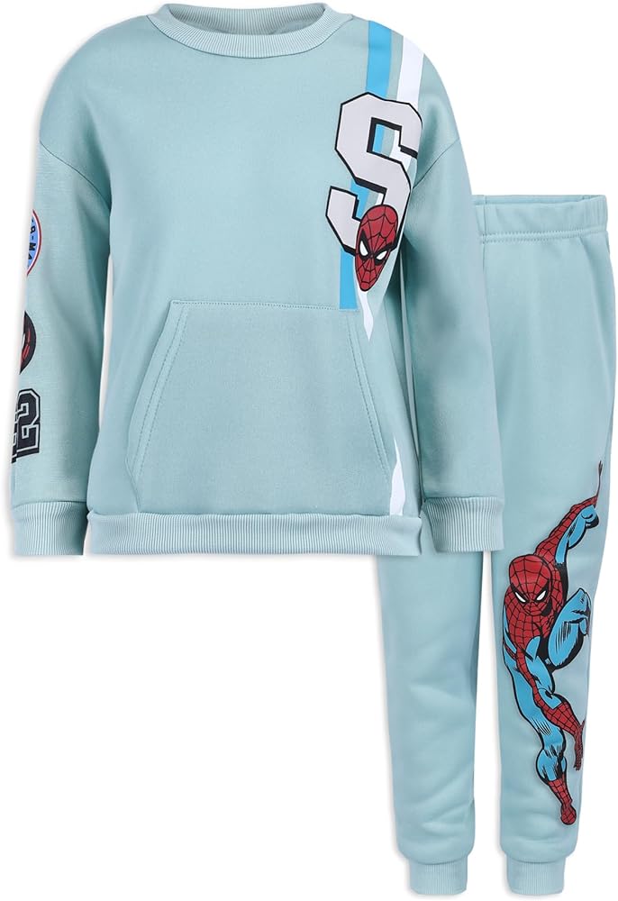 Marvel Spider-Man Boys 2 Piece Sweatshirt and Pant Sets for Toddlers and Big Kids – Blue