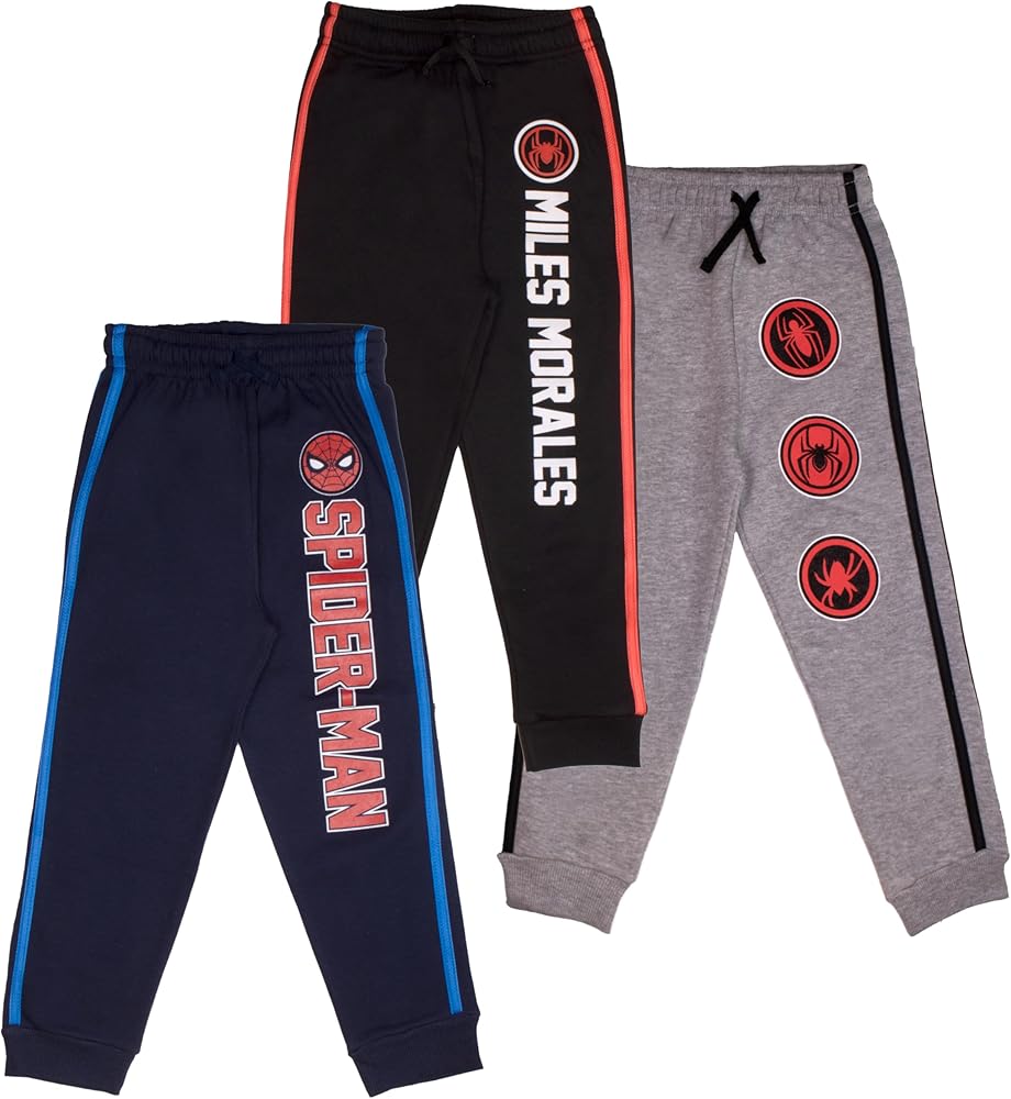 Marvel Spider-Man Boys 3-Piece Jogger Sweatpants Set for Kids and Toddlers, Spiderman 3-Pack Jogger Set for Boys