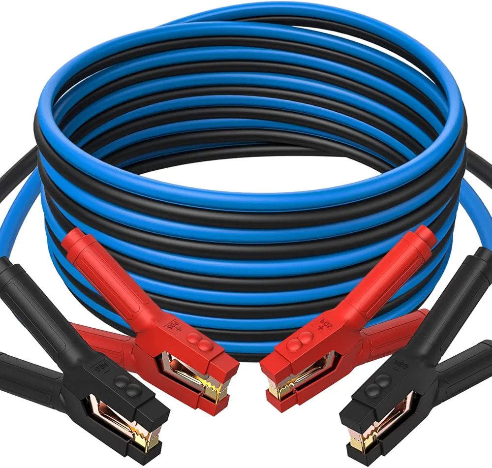 Powrun P025 Jumper Cables for 12/24V Car Battery, 1000A Heavy Duty Booster Cables with Carrying Bag, Jumper Cables Kit for Vehicles with up to 8.0 L Gas and 6.0L Diesel Engines