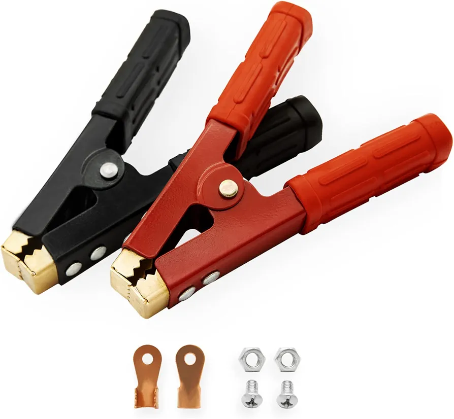 2PCS Battery Jumper Cable Clamps, Govel Heavy Duty Pure Copper Alligator Clips Jumper Cables Boost Clamp, Car Battery Charger Clamps, Suitable for Car Auto Vehicle Boat (Red & Black)