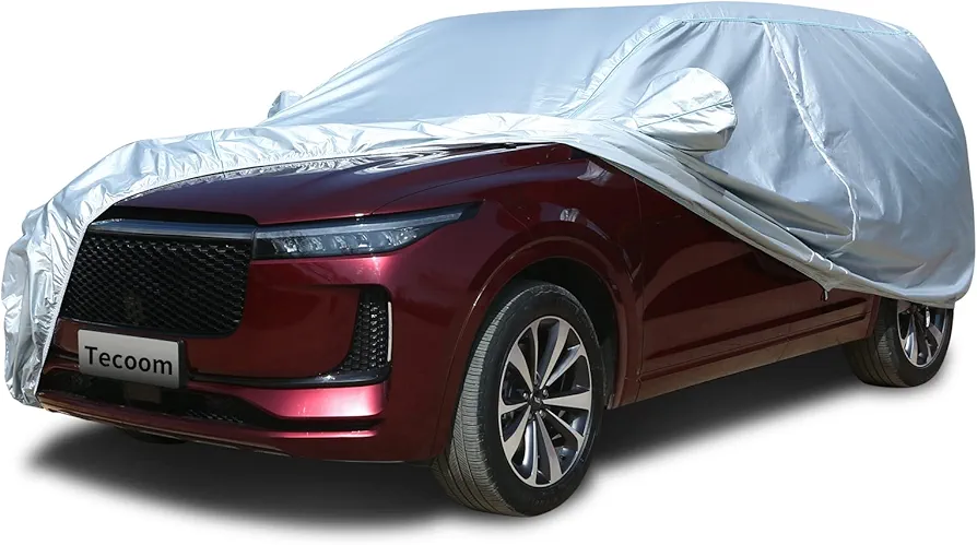 Tecoom Car Cover Waterproof All Weather, 2023 8 Layers Soft Cotton Heavy Duty Car Cover With Lock and Driver Door Zipper, Windproof Snowproof Sun UV Hail Protector Car Cover Fit For SUV (170-190 Inch)