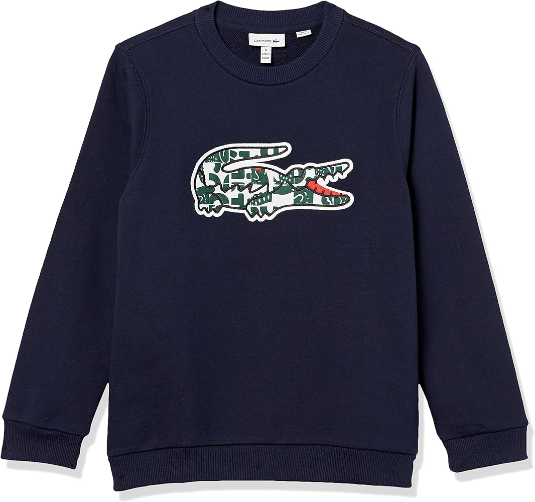 Lacoste Kids' Long Sleeve Bold Branding Croc Crewneck Sweatshirt